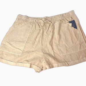 Universal Threads Mid-Rise Linen Blend Utility Pocket Drawstring 2X Cream New!